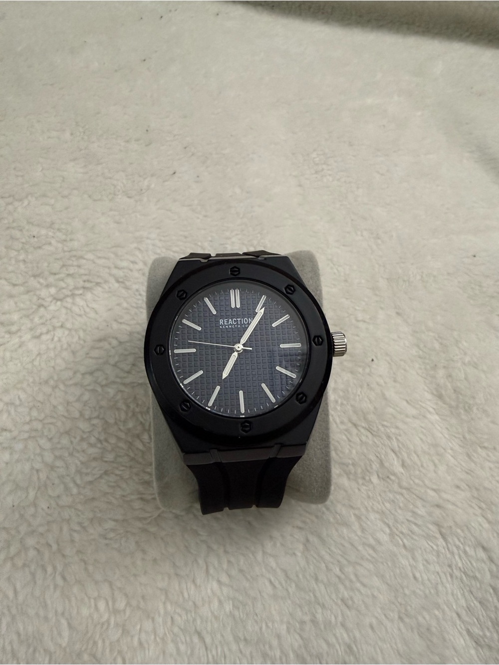Reaction Kenneth Cole Men's Black Sport Watch with Silver Accents